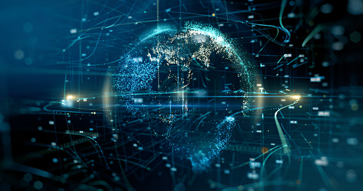 Technology Technology and connection concept background with earth