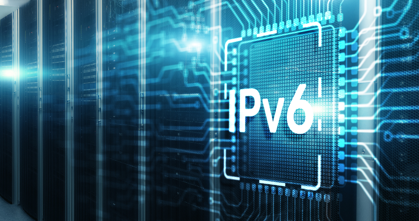 Inscription: IPv6. Business, Technology, Internet and network concept on Electronic Circuit Board Chip IPv6 concept on an electronic circuit board chip.